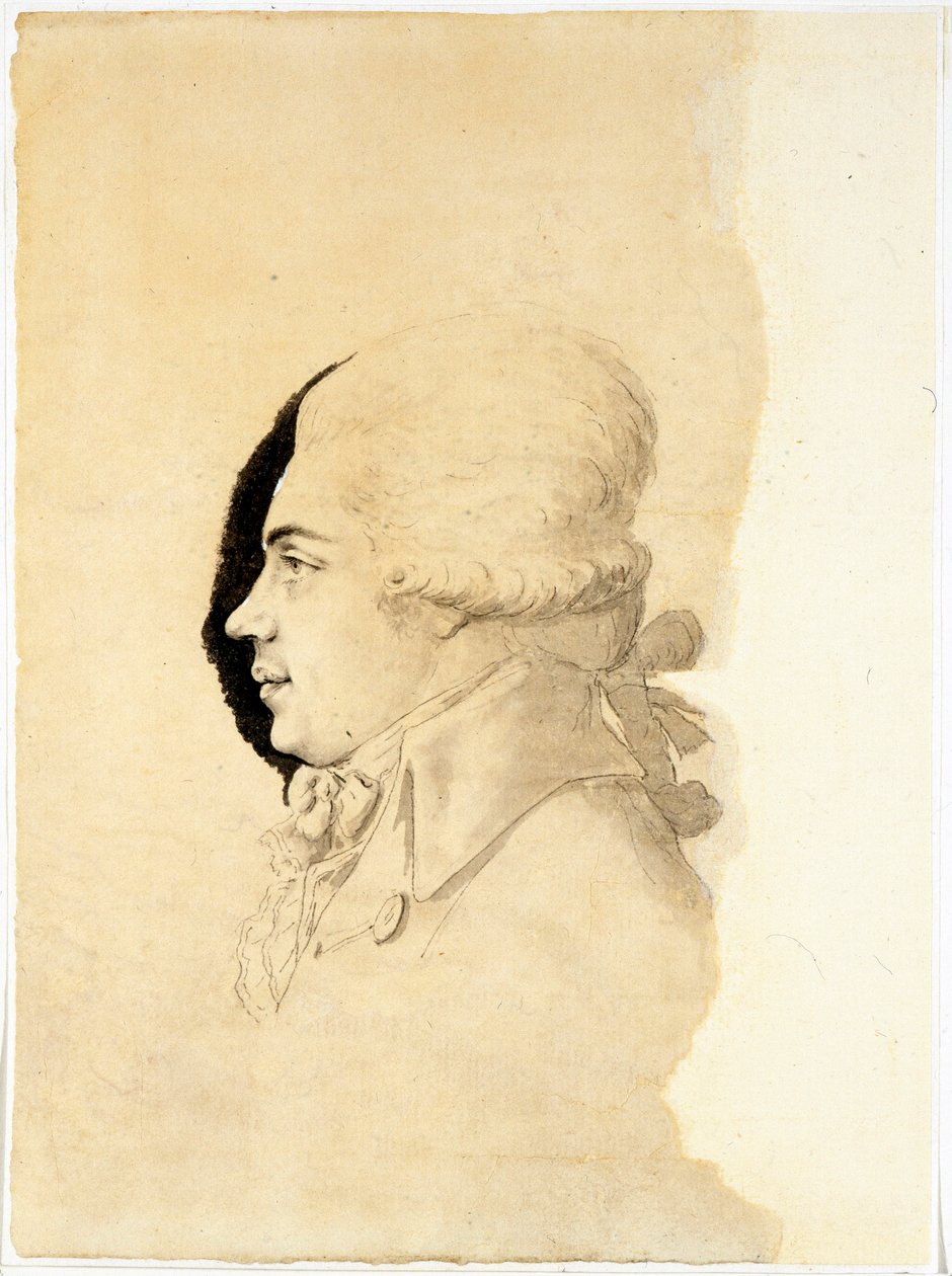 Kreivi Nikolai Petrovitš Rumjantsevin (tai Romanzovin) muotokuva (1754-1826) - Oeuvre de I-I Haacke (Haake) (toimii 1750-1800), fin des annees 1780 - Kreivi Nikolai Petrovitš Rumjantsevin (1754-1826) muotokuva , muste paperille kirjoittanut I-I Haacke (Haa tekijältä I. I. Haacke