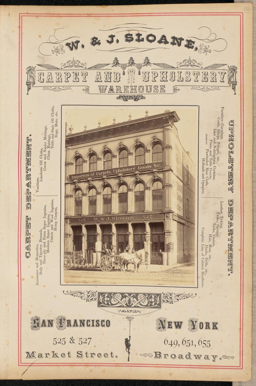 [W. ja J. Sloane Carpet and Upholstery Warehouse, San Francisco] tekijältä I. W. Taber