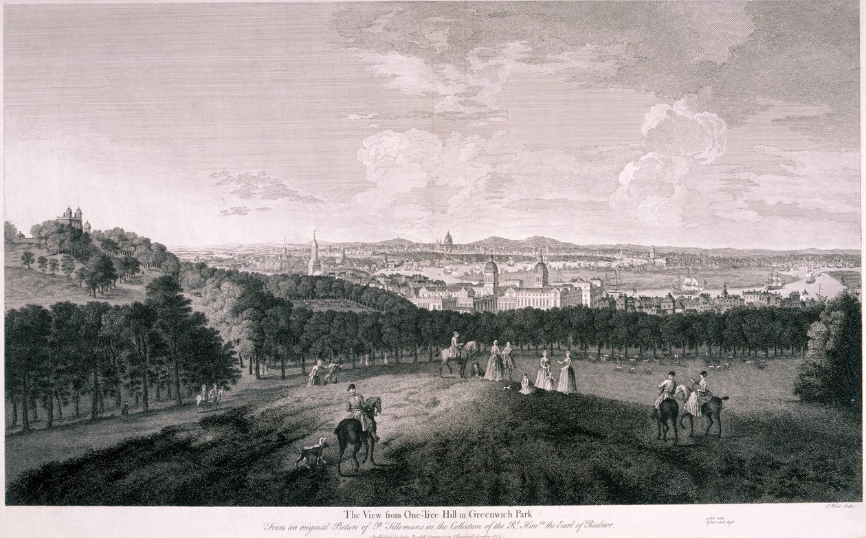 Näkymä Greenwich Parkista, Lontoosta, c1774 tekijältä I Wood