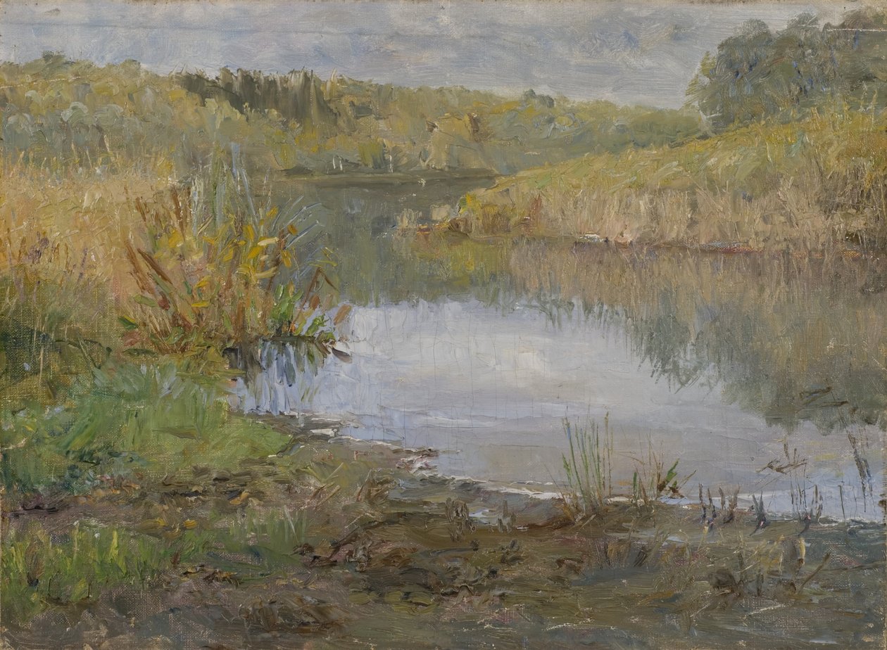 Joki Ranskassa (öljy kankaalle kiinnitetty pahviin) tekijältä Ida von Schulzenheim