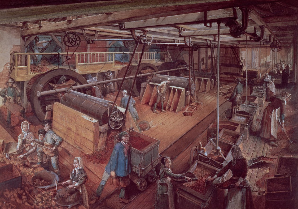 Coal Riddling -työpaja Blanzyn kaivoksilla, n. 1860 tekijältä Ignace Francois Bonhomme