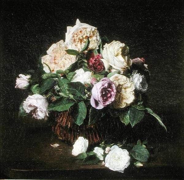 Ruusut korissa pöydällä tekijältä Ignace Henri Jean Fantin Latour