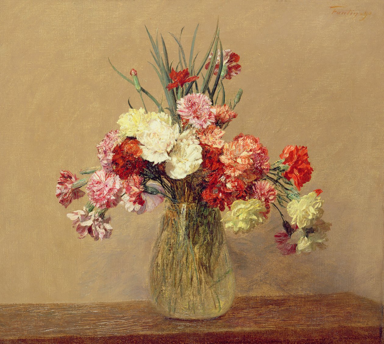 Kimppu neilikoita, 1890 tekijältä Ignace Henri Jean Fantin Latour