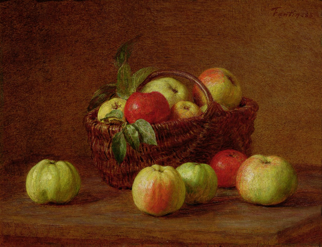 Omenat korissa ja pöydällä, 1888 tekijältä Ignace Henri Jean Fantin Latour