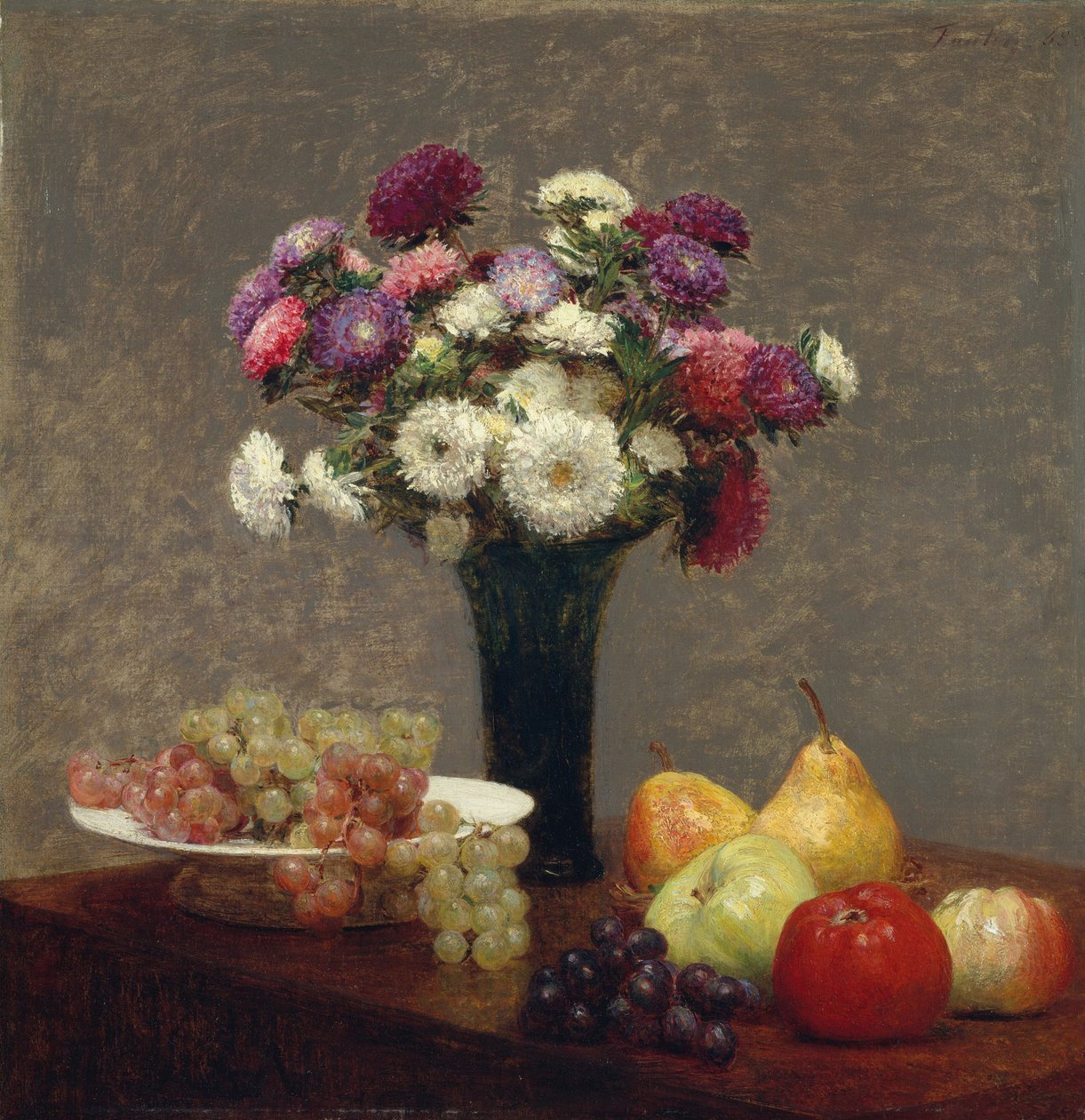 Asterit ja hedelmät pöydällä, 1863 tekijältä Ignace Henri Jean Fantin Latour