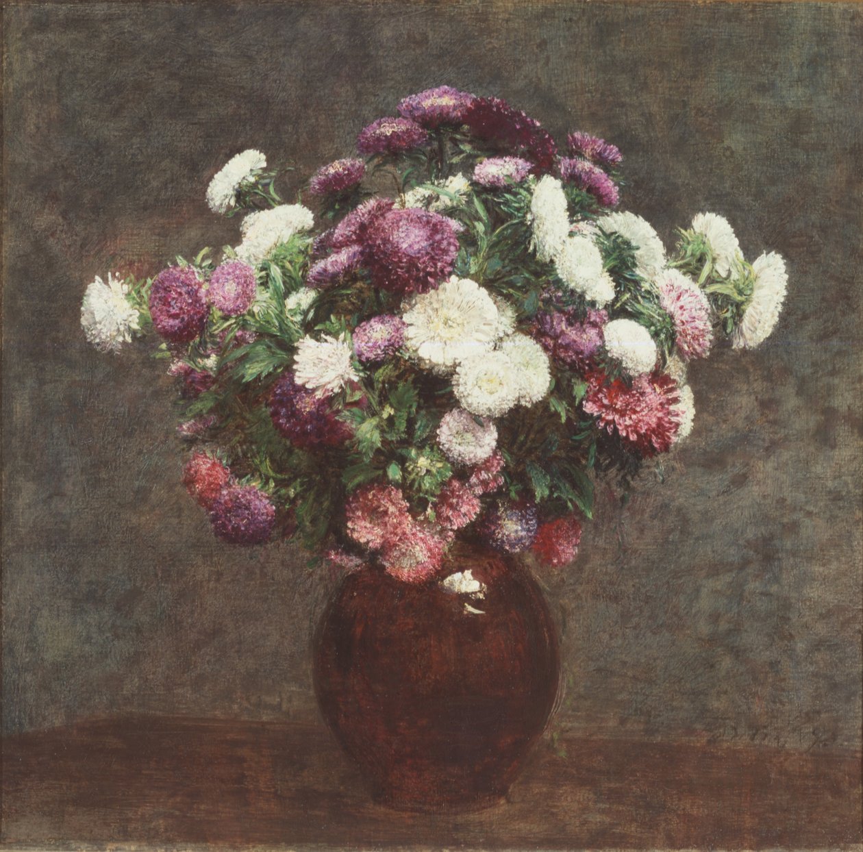 Asters maljakossa tekijältä Ignace Henri Jean Fantin Latour