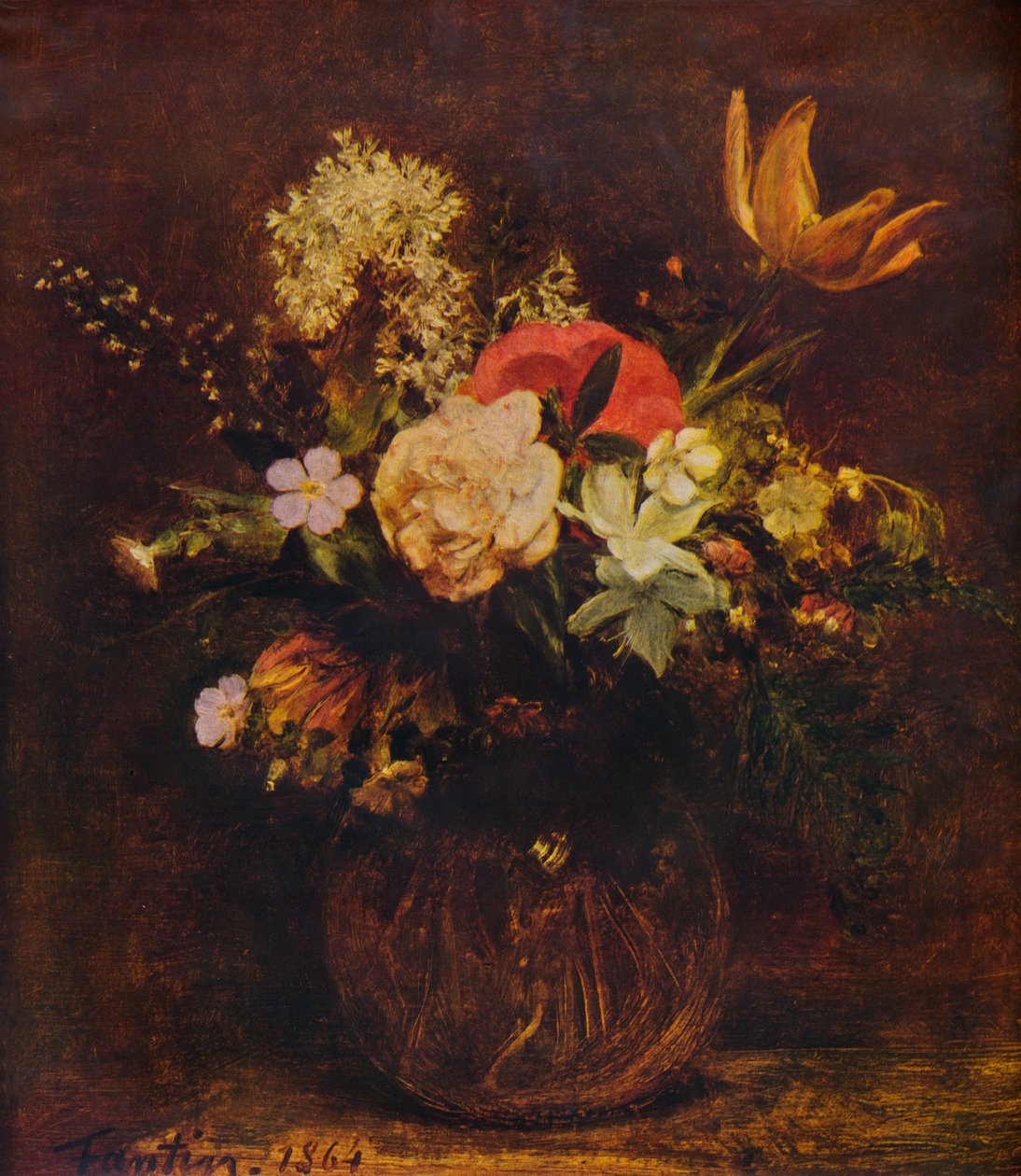 Kukkakulho, 1864, 1935. tekijältä Ignace Henri Jean Fantin Latour