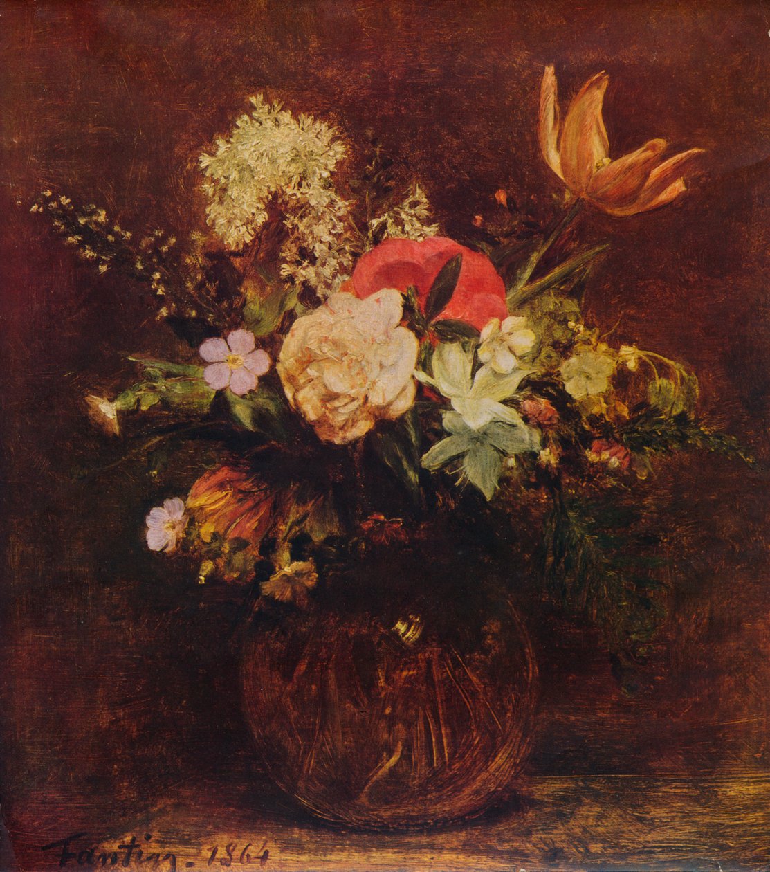Kukkakulho, 1864, 1935. tekijältä Ignace Henri Jean Fantin Latour