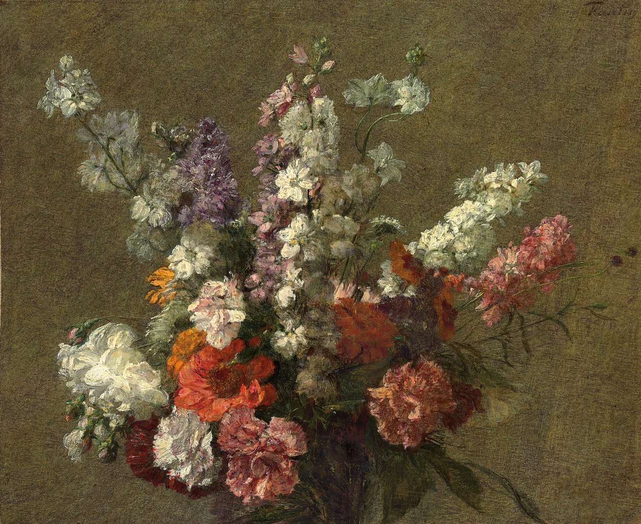 Delphiniumit; Larkspur, 1899 tekijältä Ignace Henri Jean Fantin Latour