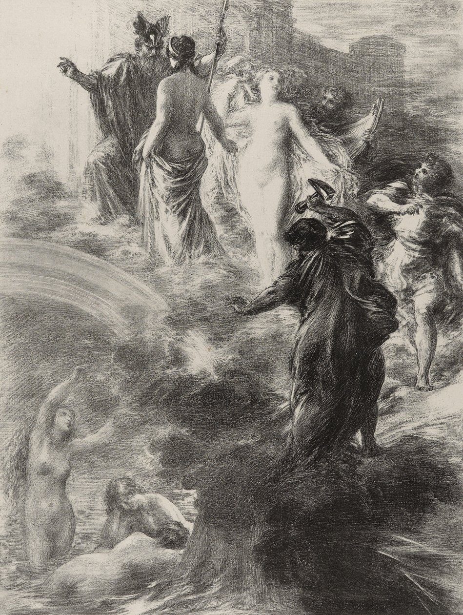 Viimeinen kohtaus elokuvasta "Das Rheingold" tekijältä Ignace Henri Jean Fantin Latour