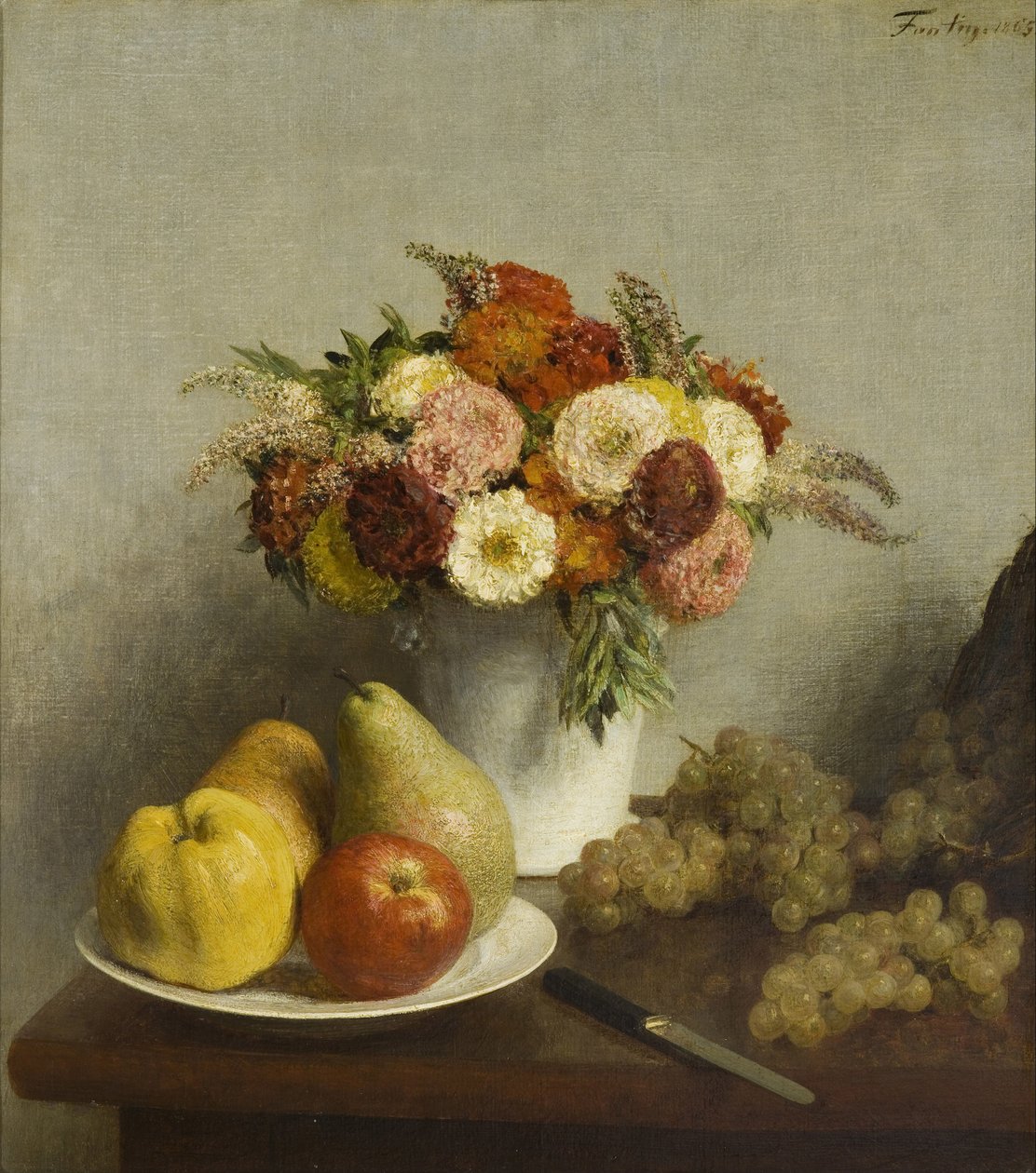 Kukat ja hedelmät, 1865 tekijältä Ignace Henri Jean Fantin Latour