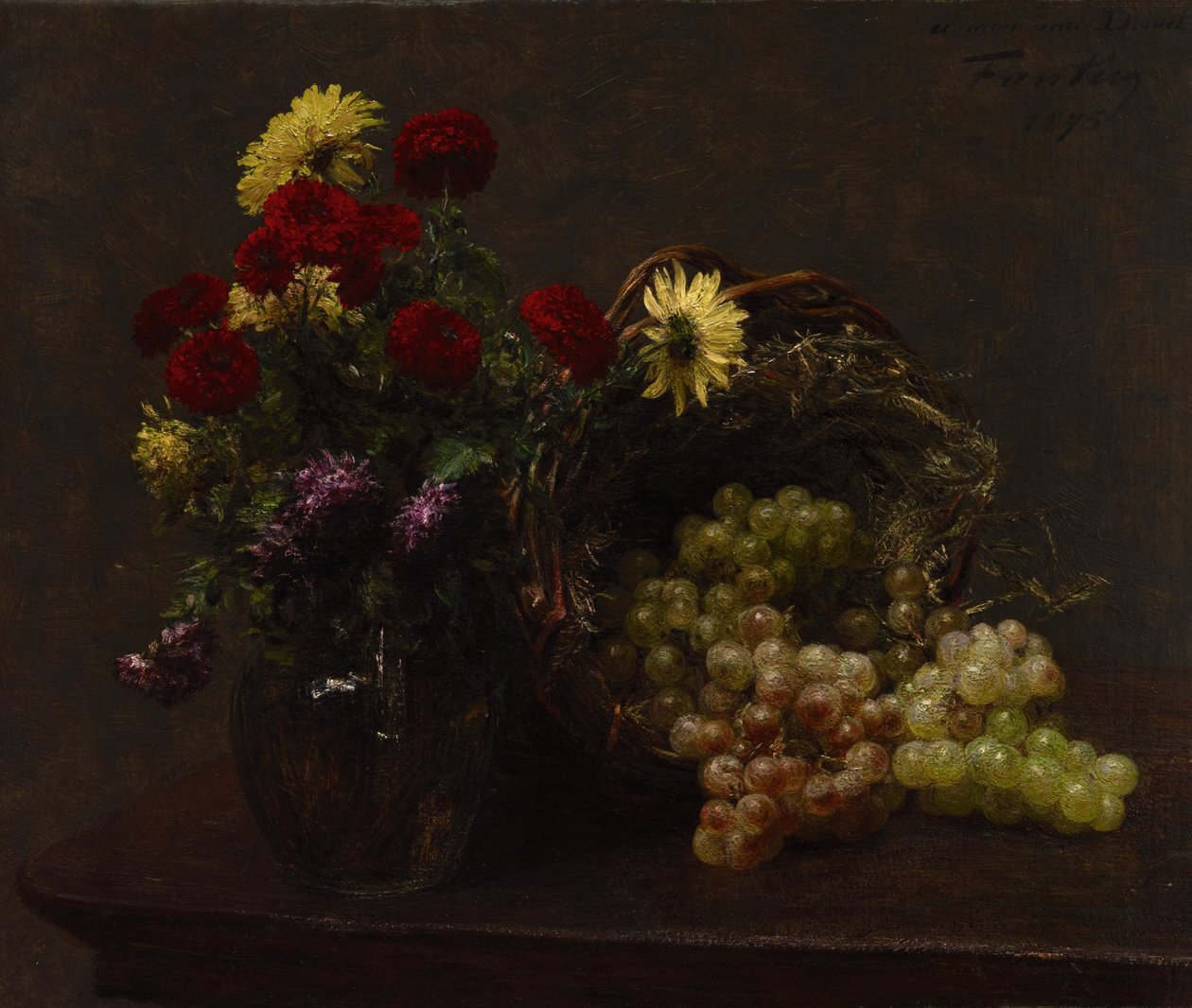 Kukat ja viinirypäleet tekijältä Ignace Henri Jean Fantin Latour