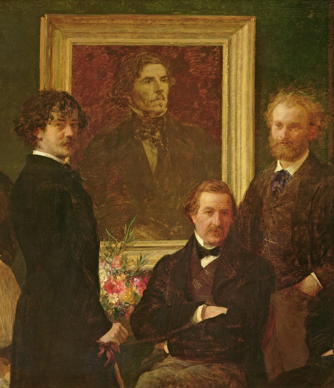 Kunnioitus Delacroixille, 1864 öljy kankaalle, yksityiskohta numerosta 74954 tekijältä Ignace Henri Jean Fantin Latour