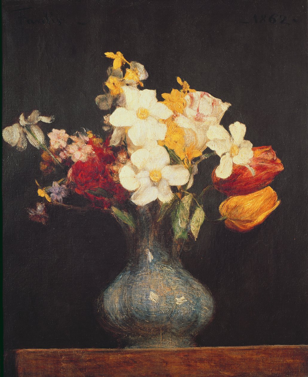 Narsissi ja tulppaanit, 1862 tekijältä Ignace Henri Jean Fantin Latour