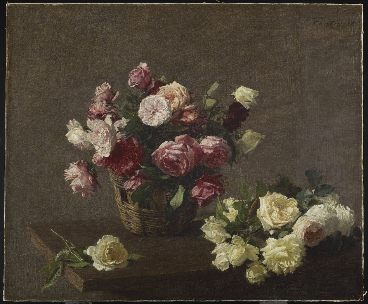 Ruusut korissa tai Ruusut korissa, 1888 tekijältä Ignace Henri Jean Fantin Latour