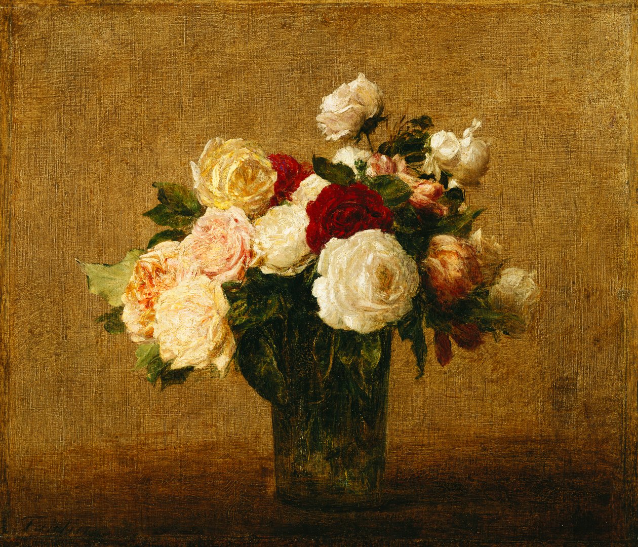 Ruusut lasimaljakossa; Ruusuja lasimaljakossa, tekijältä Ignace Henri Jean Fantin Latour