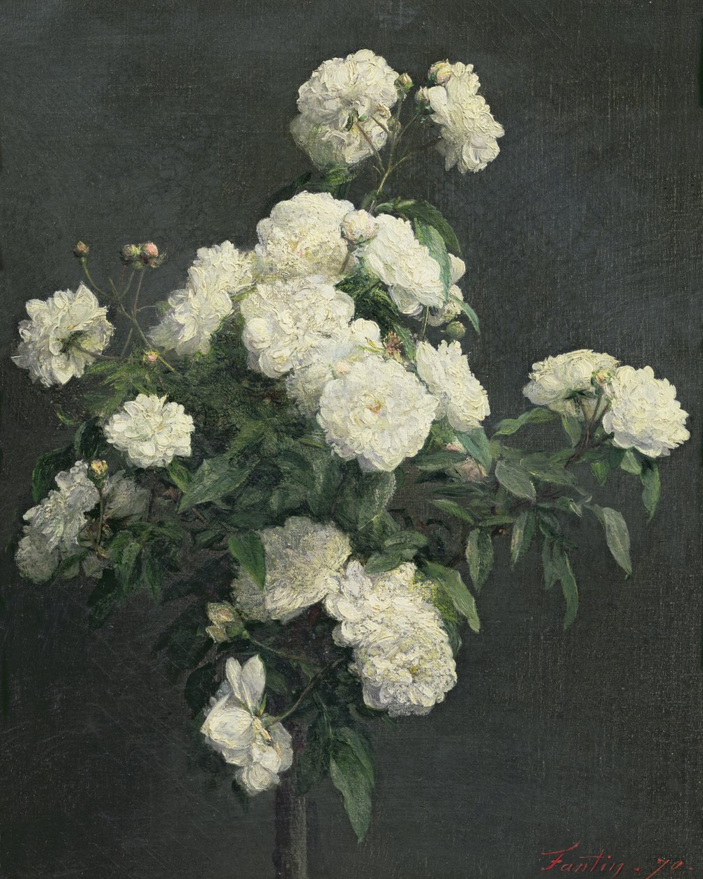 Valkoisten pionien asetelma, 1870 tekijältä Ignace Henri Jean Fantin Latour