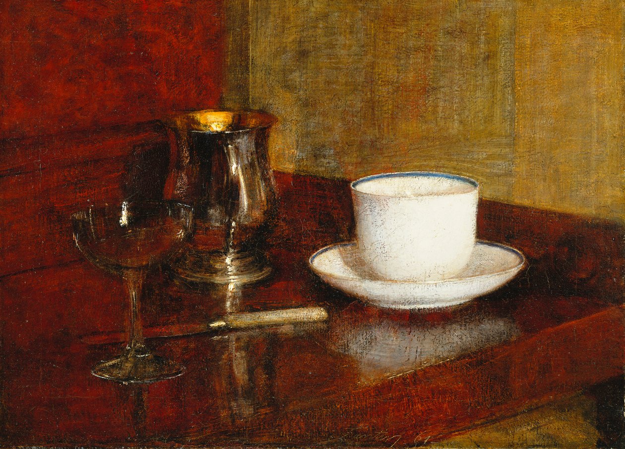 Asetelma lasikupin kanssa; Luonto Morte au Verre et Tasse, 1961 tekijältä Ignace Henri Jean Fantin Latour
