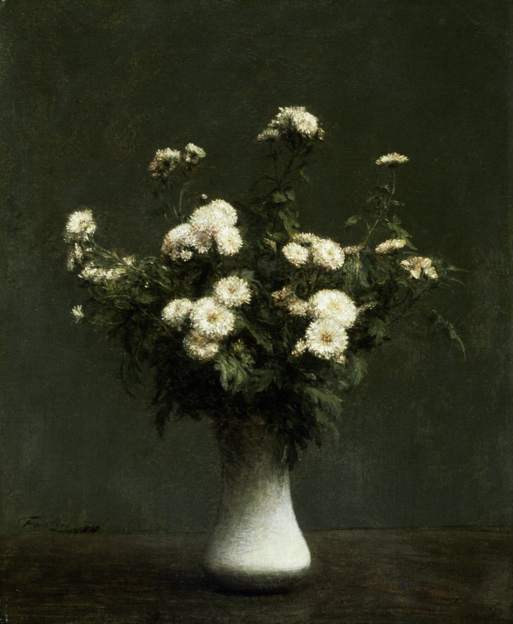 Krysanteemien maljakko, 1871 tekijältä Ignace Henri Jean Fantin Latour