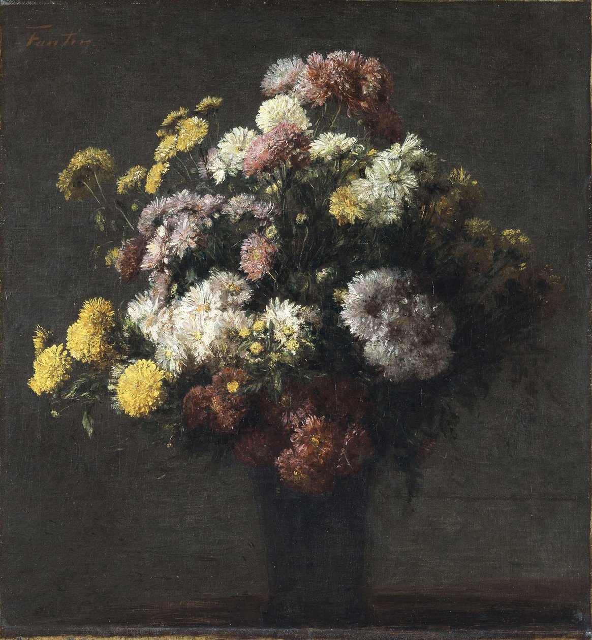 Maljakko krysanteemilla tekijältä Ignace Henri Jean Fantin Latour