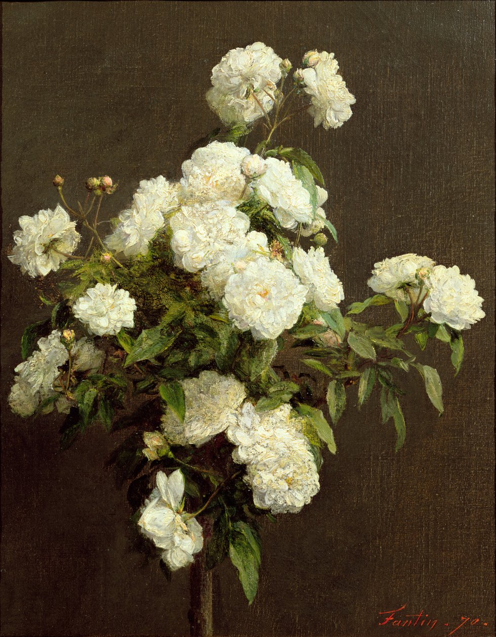 Valkoisia ruusuja, 1870 tekijältä Ignace Henri Jean Fantin Latour