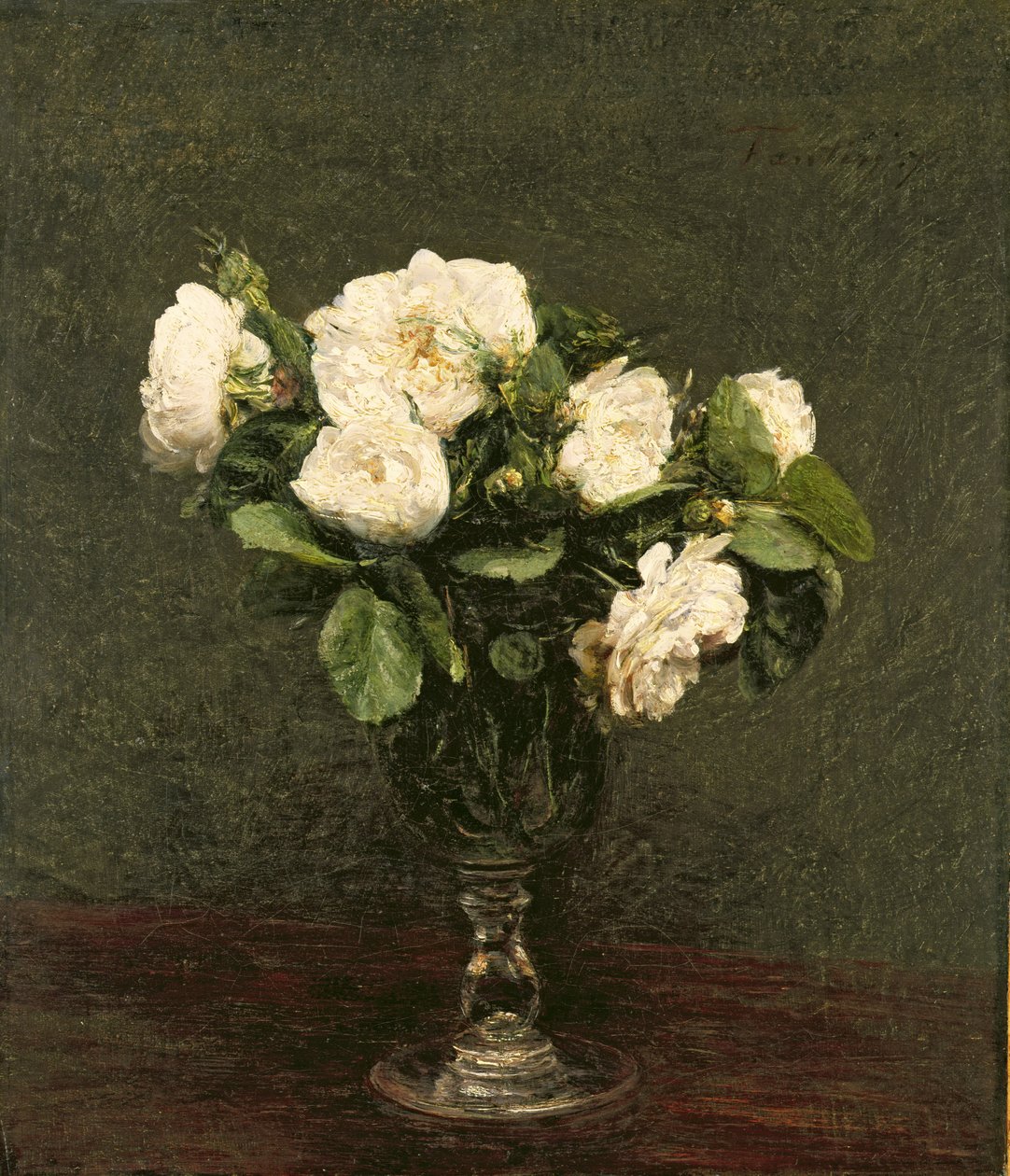 Valkoiset ruusut, 1875 tekijältä Ignace Henri Jean Fantin Latour
