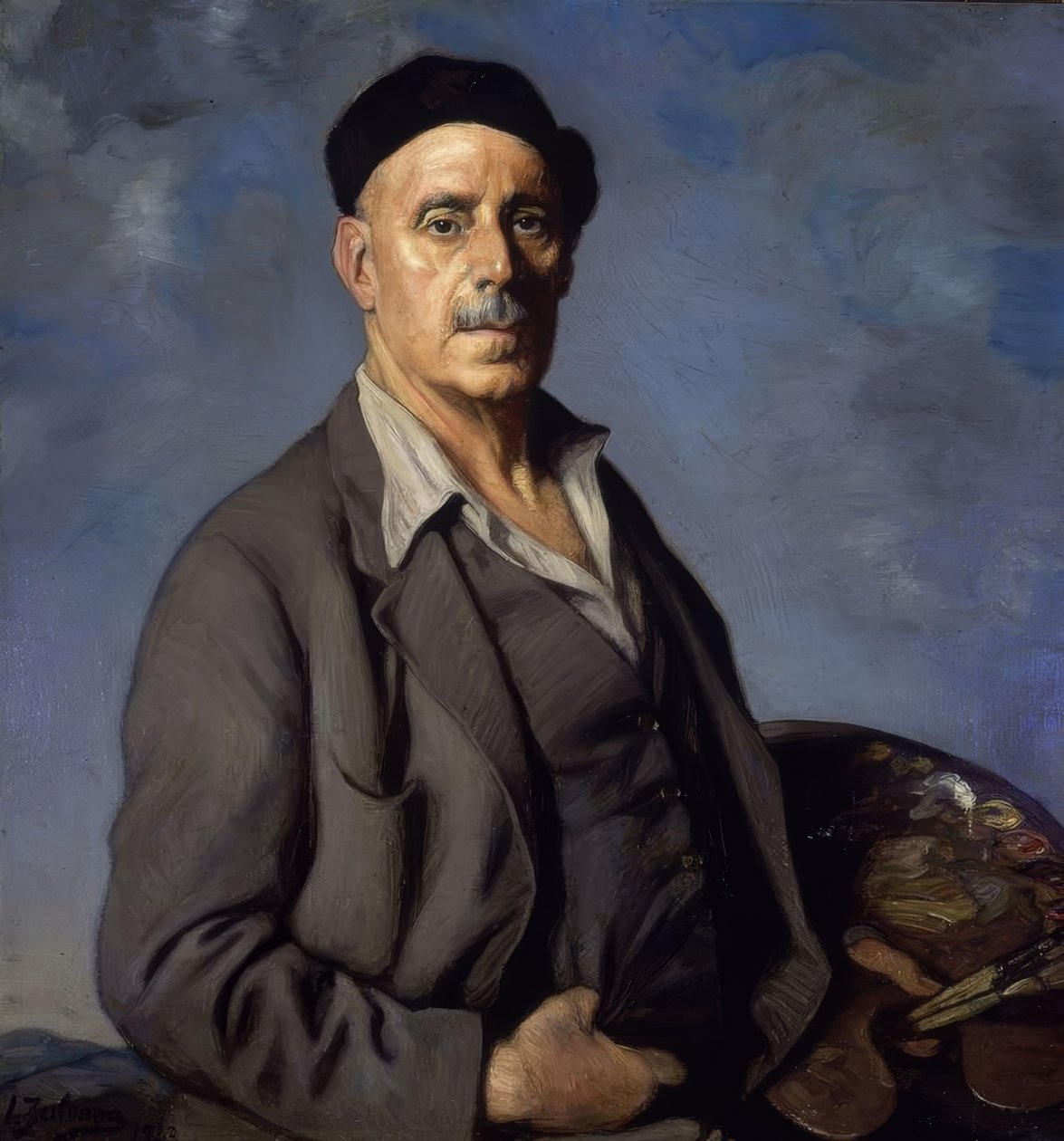 OMAKUVA SINISELLÄ TAUSTASSA - 1942 - ÖLJY / KANGAS - 90X85 cm tekijältä Ignacio Zuloaga y Zabaleta