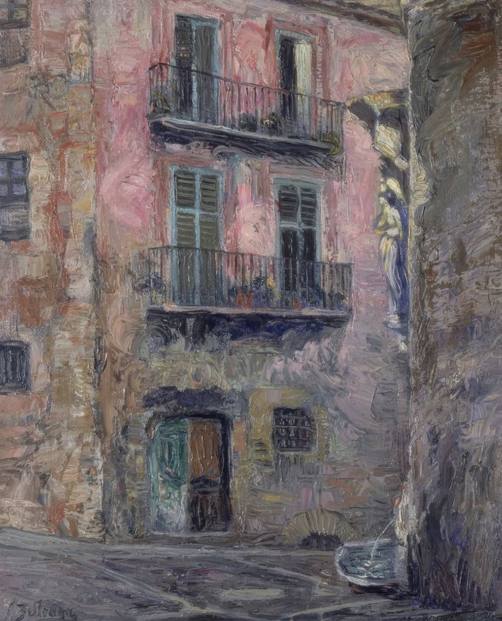 CALLE DEL ANGEL DE GERONA - 1931 - ÖLJY / KANGAS - 80 × 67 CM tekijältä Ignacio Zuloaga y Zabaleta
