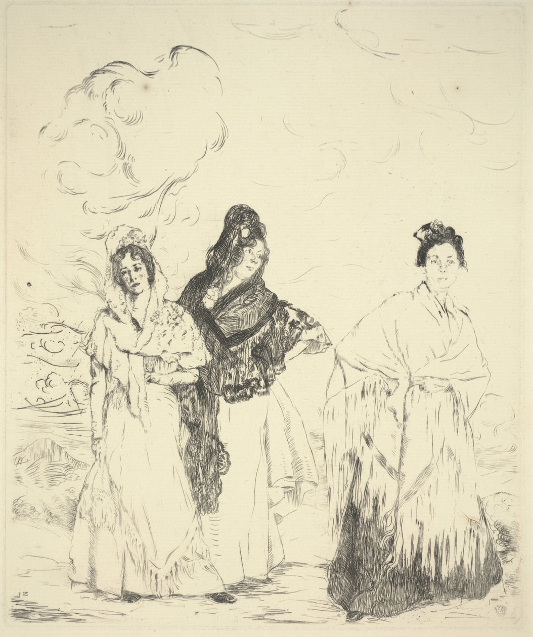 Las Manolas, n. 1899 (kuivapiste) tekijältä Ignacio Zuloaga y Zabaleta
