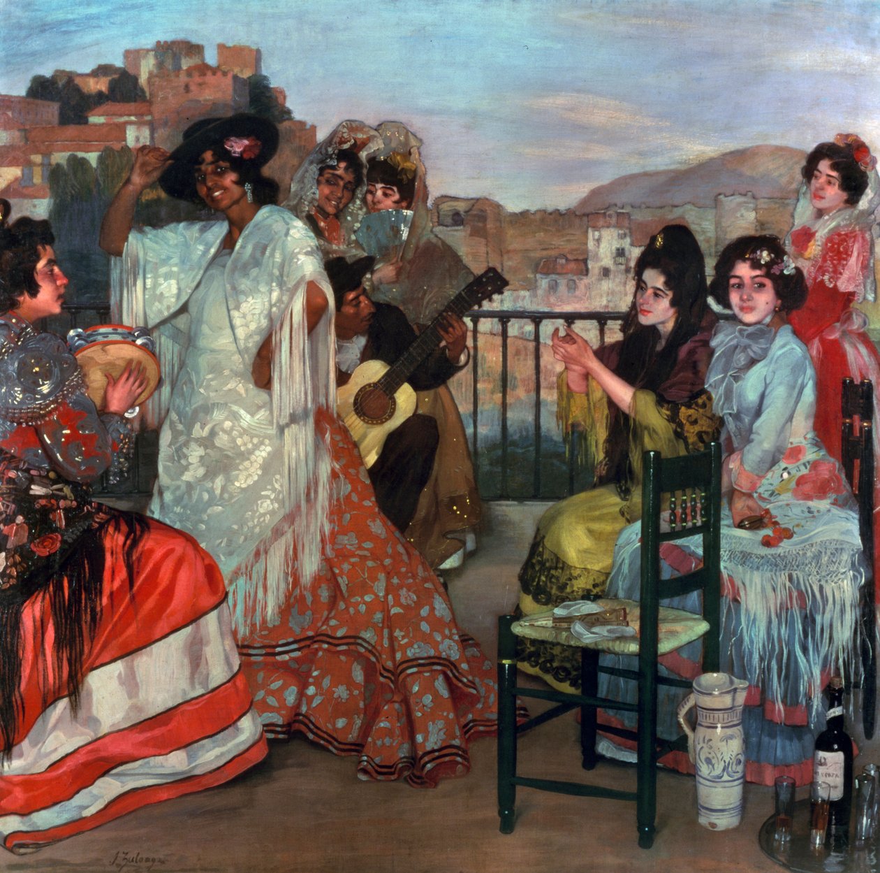 Kitaran soitto parvekkeella, n. 1903 tekijältä Ignacio Zuloaga y Zabaleta