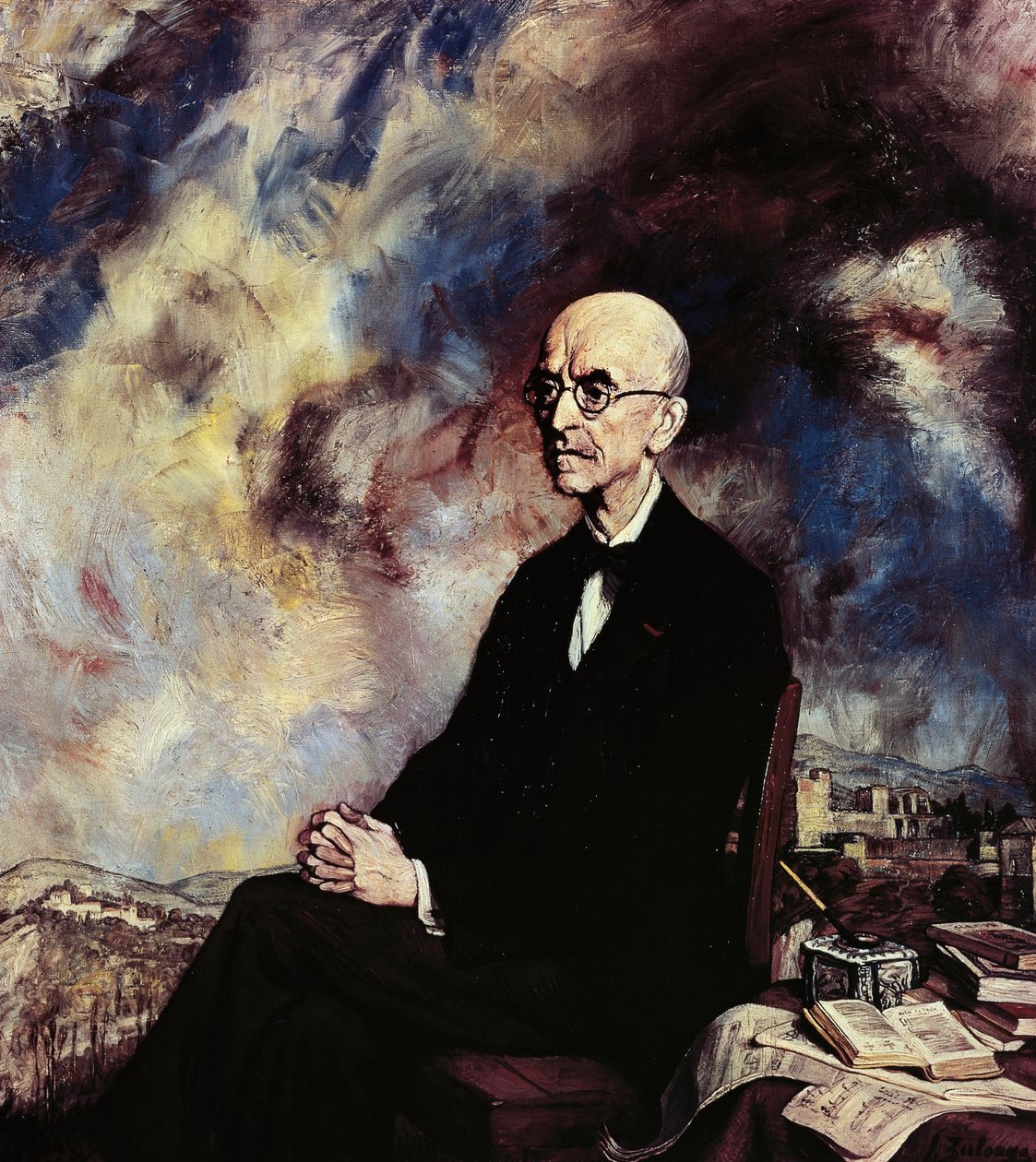 Espanjalaisen säveltäjän Manuel de Fallan muotokuva (Cadiz tekijältä Ignacio Zuloaga y Zabaleta