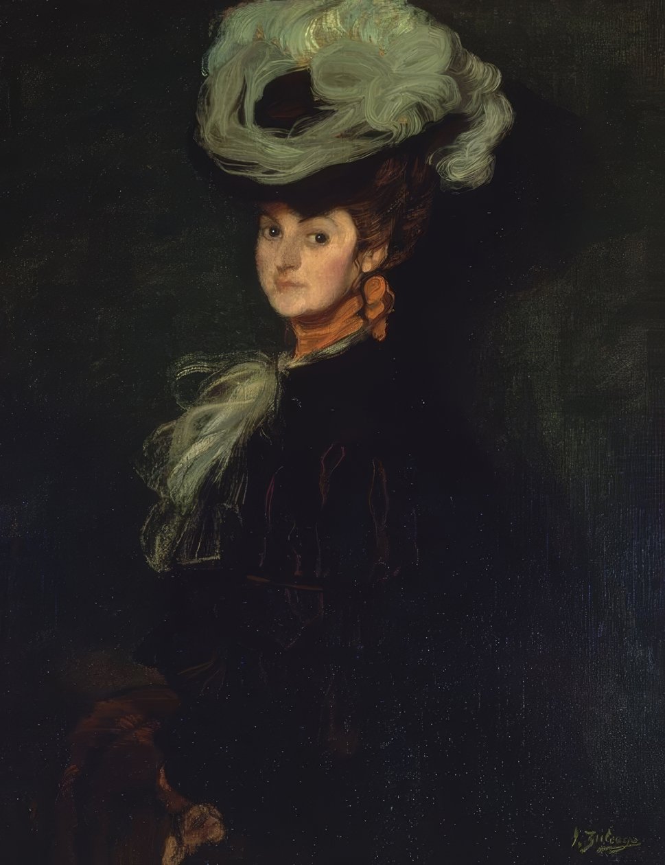 ANNIE BOURDININ MUOTOKUVA - 1906 - ÖLJY / KANAVA -101X78 CM tekijältä Ignacio Zuloaga y Zabaleta