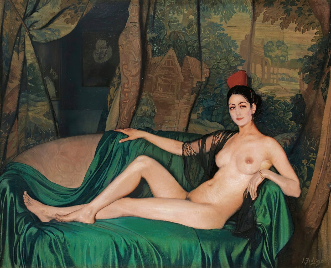Madame Souty makaamassa Madame Souty -sohvalla, 1921. tekijältä Ignacio Zuloaga y Zabaleto
