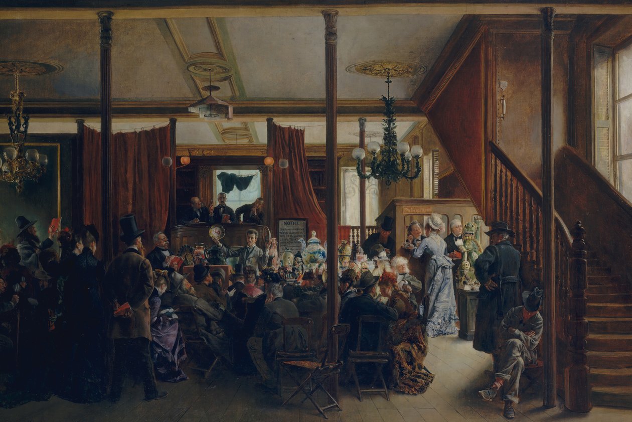 Huutokauppa Clinton Hallissa, New Yorkissa, 1876, 1876. tekijältä Ignacio de León Escosura