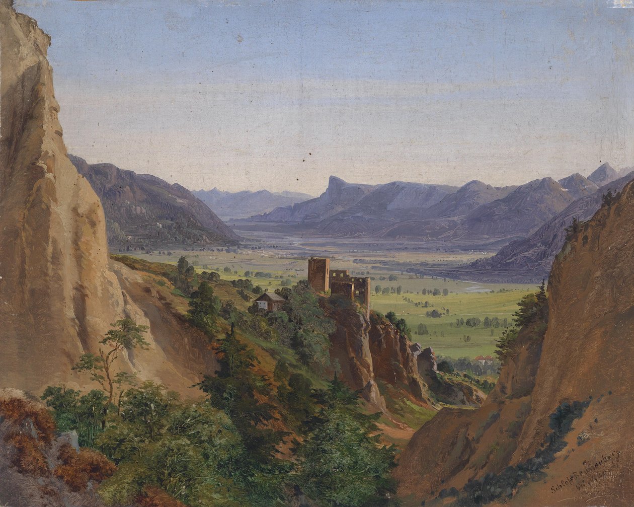 Blick auf die Brunnenburg bei Meran und das Etschtal tekijältä Ignaz Dorn
