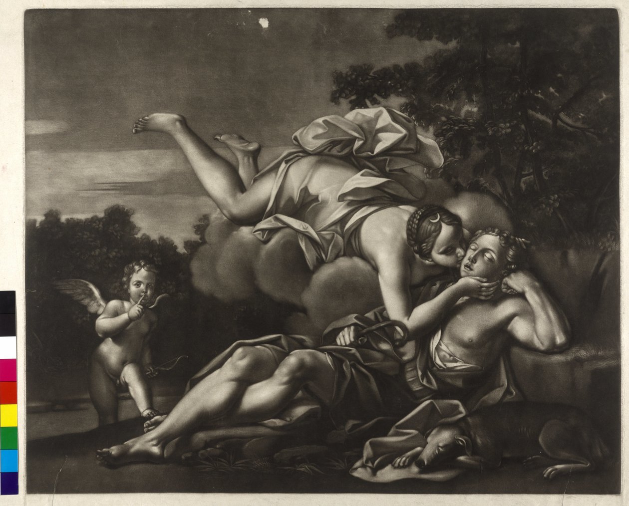 Ignatius Unterberger Selene ja Endymion (mezzotintta) (mezzotintta) tekijältä Ignaz Unterberger