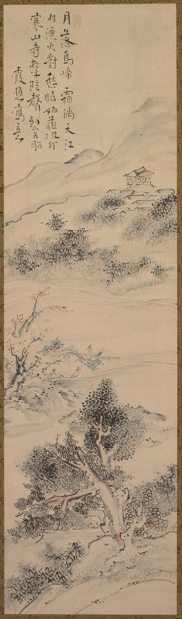 Kuva Zhang Qin runosta Kylmävuoren temppelissä, 1700-luku. tekijältä Ike no Taiga