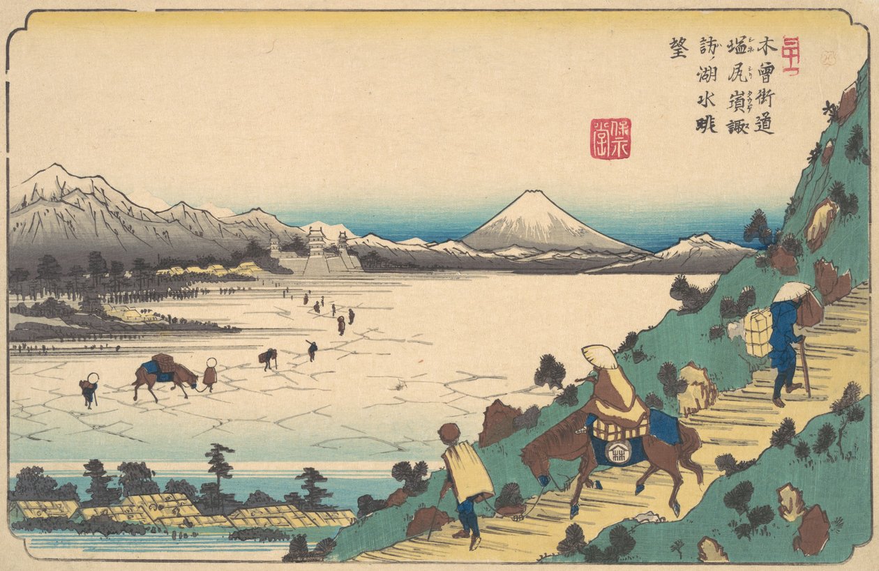 Suwa-järvi Shiojirin solalta, n. 1835. tekijältä Ikeda Eisen