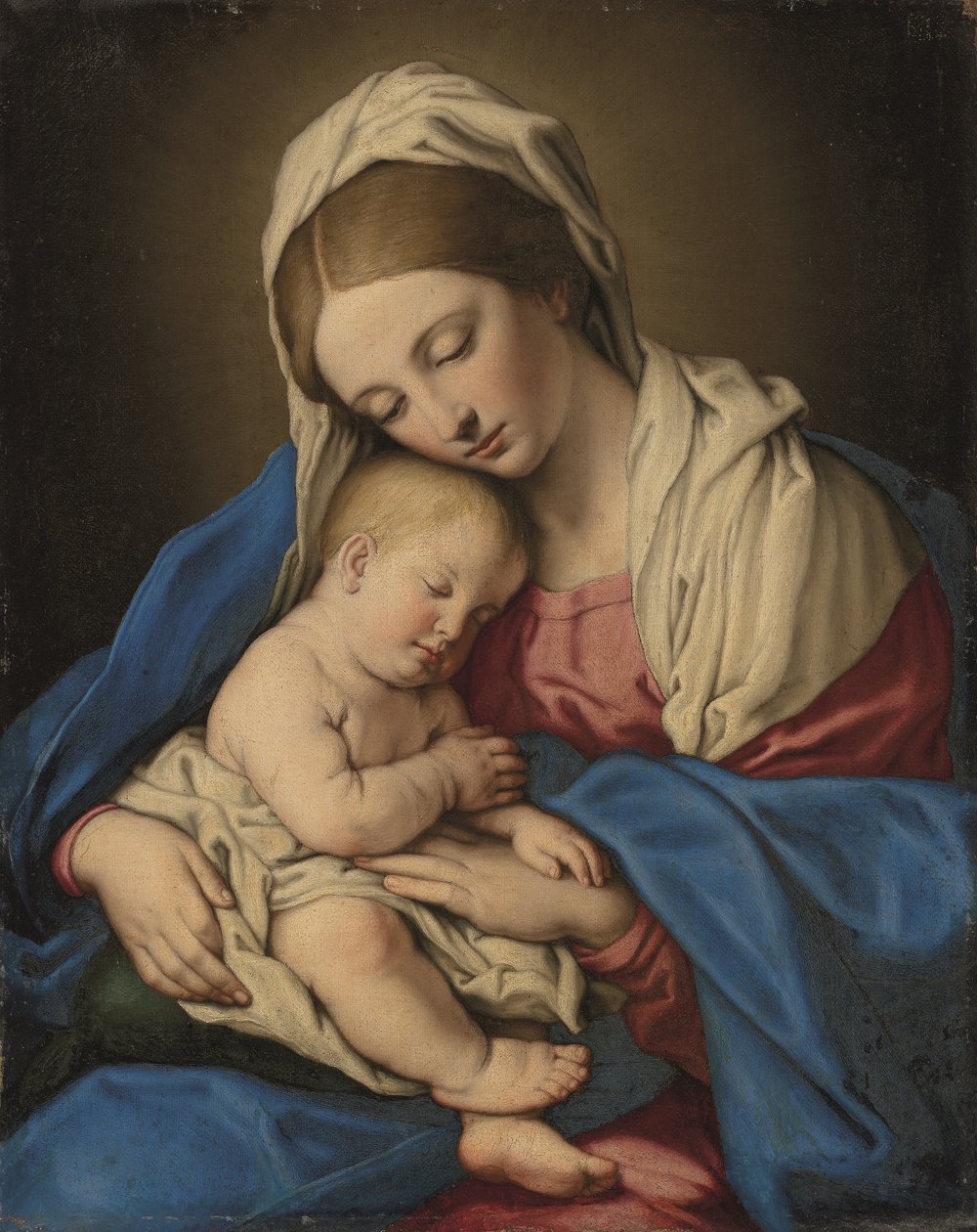 Madonna ja lapsi (öljy kankaalle) tekijältä Il (1609-85) Sassoferrato
