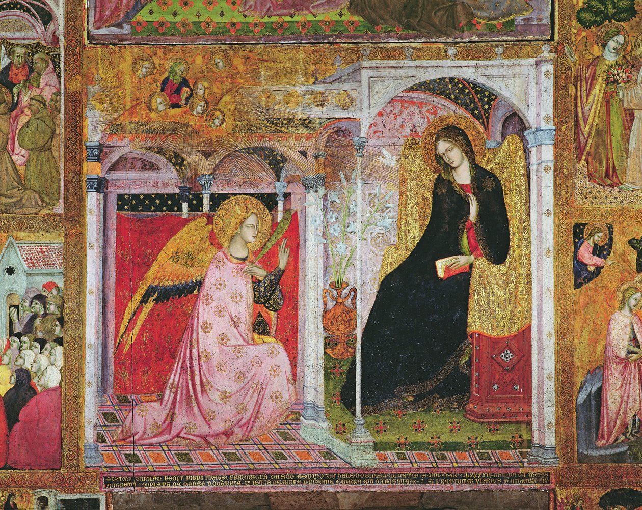 Marian ilmestys, fresko Porziuncolasta, 1393 tekijältä Ilario da Viterbo