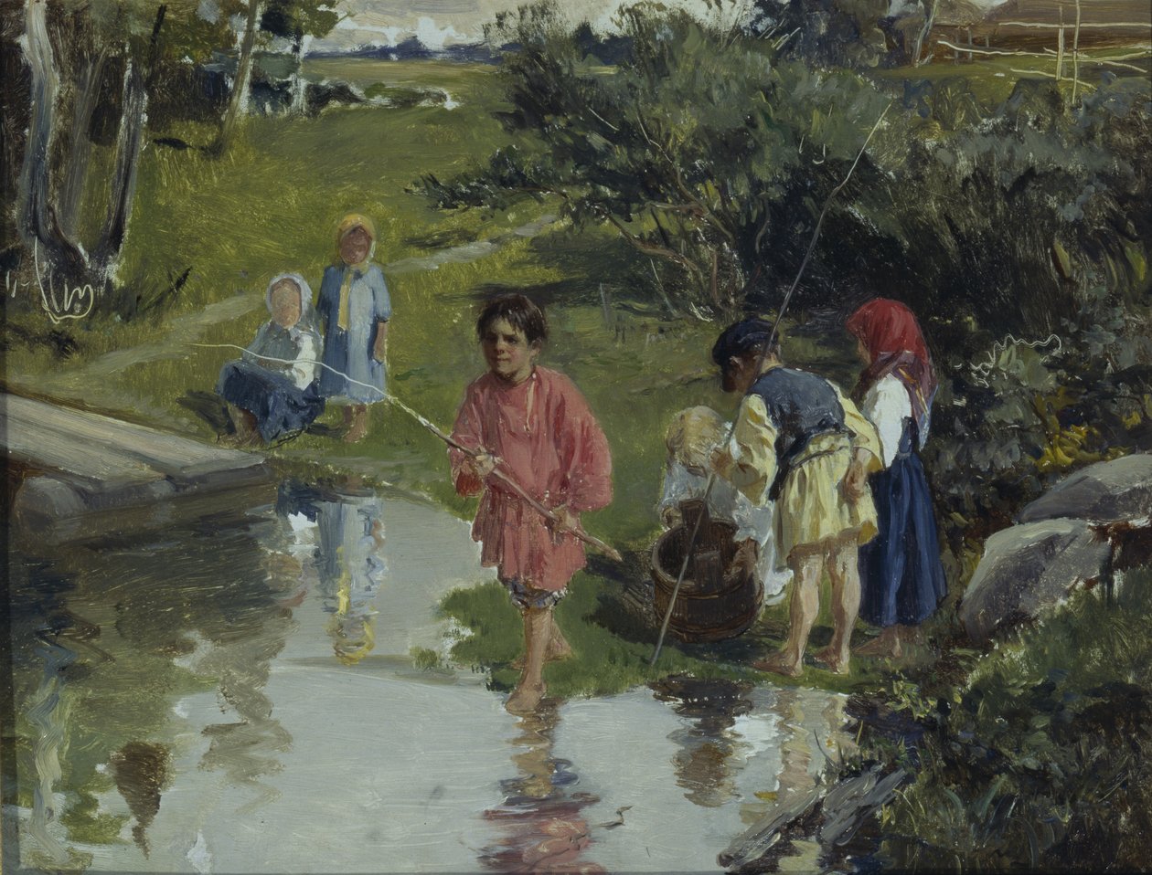 Lasten kalastus, 1882 tekijältä Illarion Mikhailovich Pryanishnikov