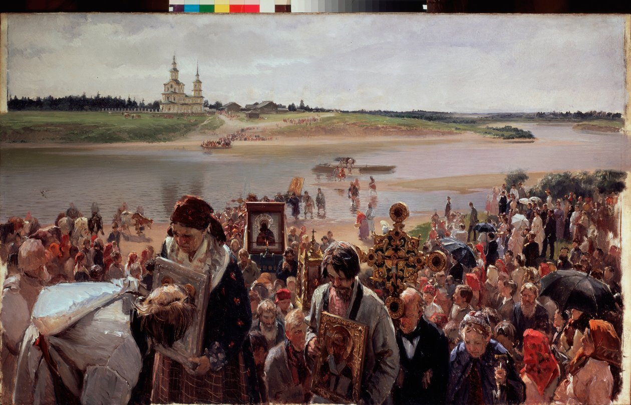 Pääsiäiskulkue. Illarion Mikhailovich Prjanišnikovin (1840-1894) maalaus öljy kankaalle tekijältä Illarion Mikhailovich Pryanishnikov