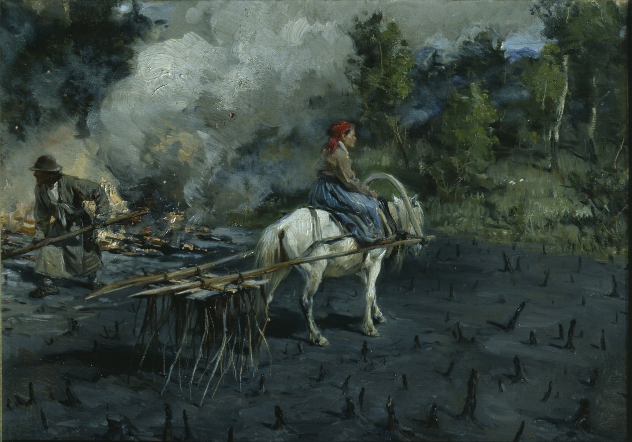 Maanmuokkaus pellavansiemenille Vologdan alueella, 1873 tekijältä Illarion Mikhailovich Pryanishnikov