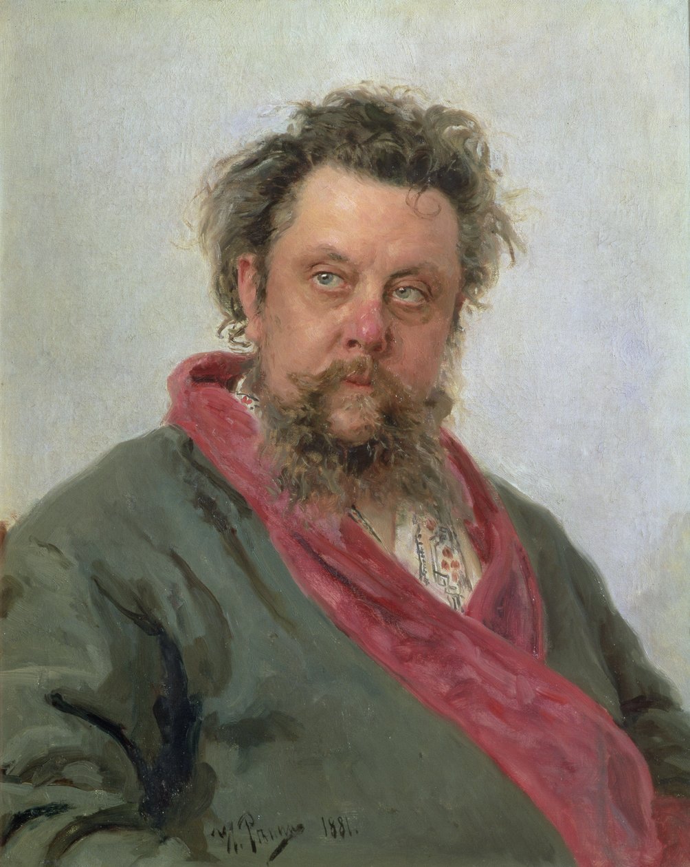Muotokuva Modest Petrovitš Moussorgskista (1839-81) 1881 tekijältä Ilya Efimovich Repin
