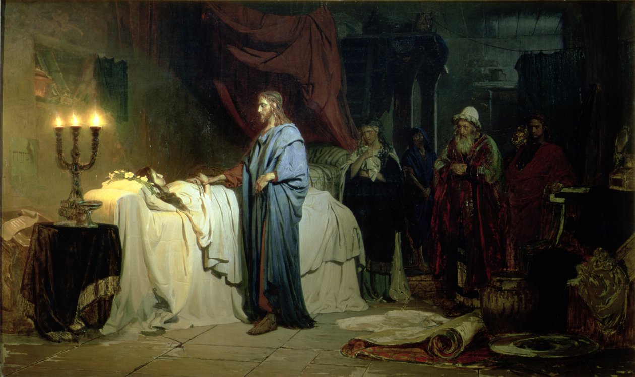 Jairuksen tyttären kasvattaminen, 1871 tekijältä Ilya Efimovich Repin