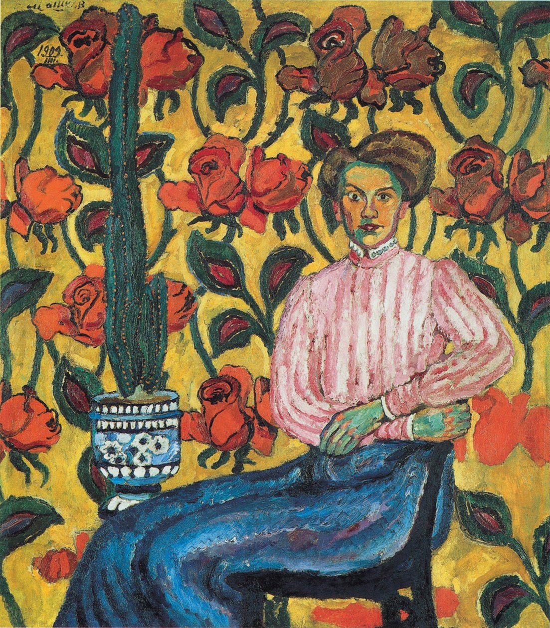 Varvara Petrovna Vinogradovan muotokuva, 1909 tekijältä Ilya Ivanovich Mashkov