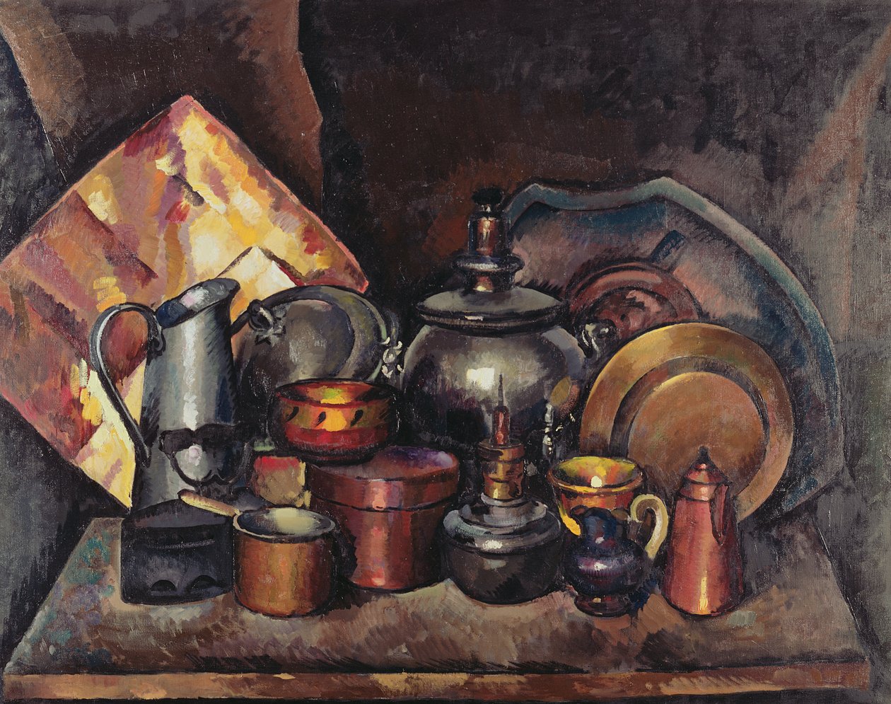 Asetelma Samovarin kanssa, 1920 tekijältä Ilya Ivanovich Mashkov