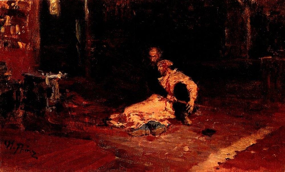 Ivan Kauhea ja hänen poikansa Ivan. tekijältä Ilya Efimovich Repin