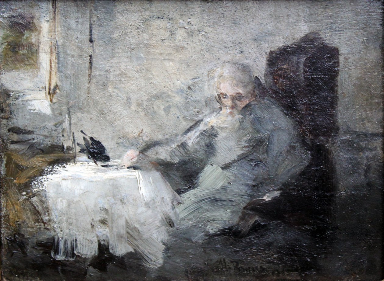 Vanha mies ja korppi tekijältä Ilya Efimovich Repin