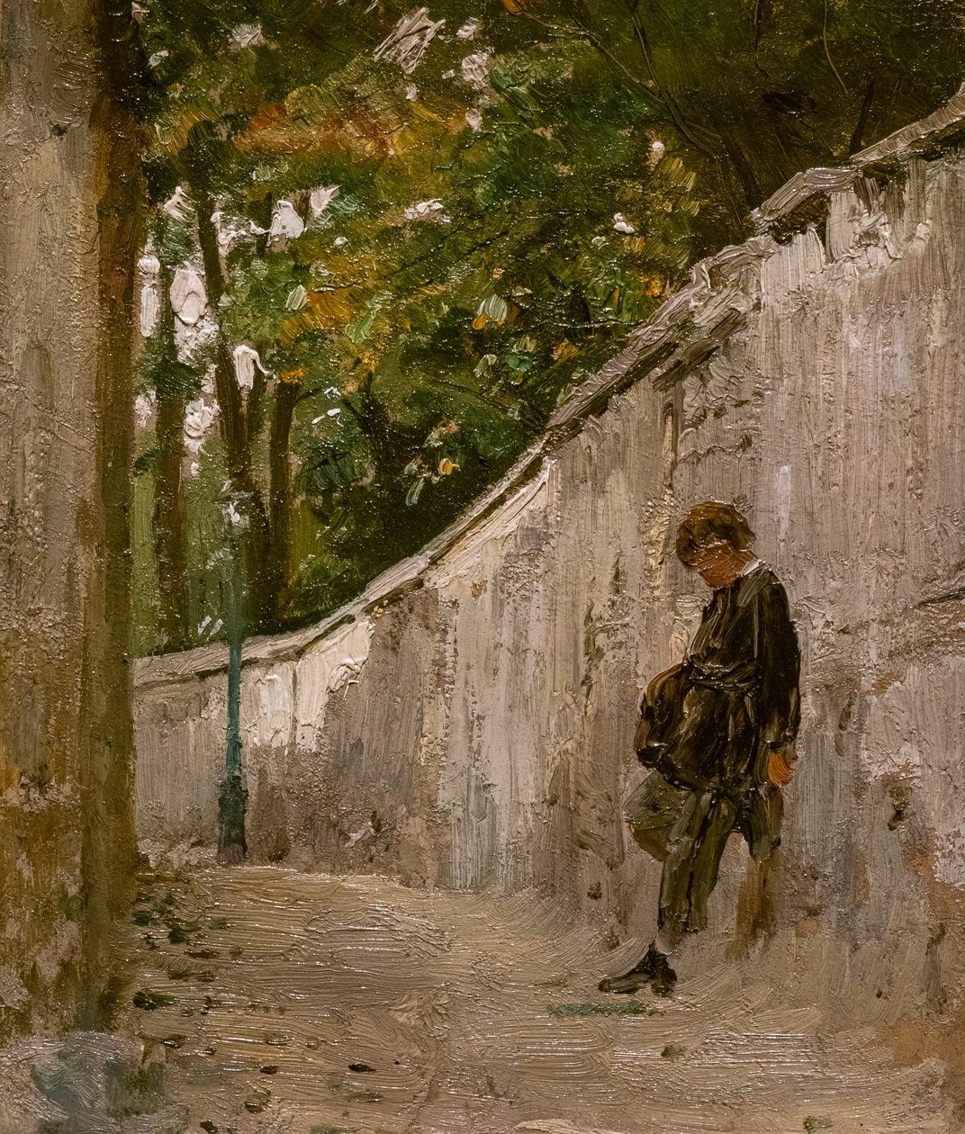 POIKA NOJAA PUUTARHAN SEINÄÄ VASTAAN, MONTMARTRE tekijältä Ilya Efimovich Repin